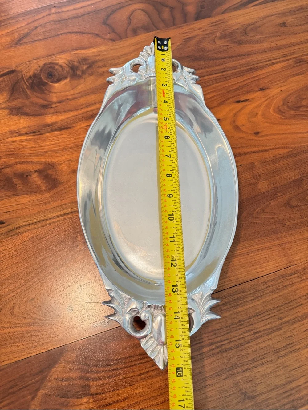 MCM Vintage Hand Made Aluminum Metal Serving Tray Platter 16